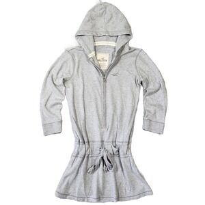 Y2k Hollister Sweater Womens L Gray Full Zip Drawstring Waist 2000s Bratz Beach